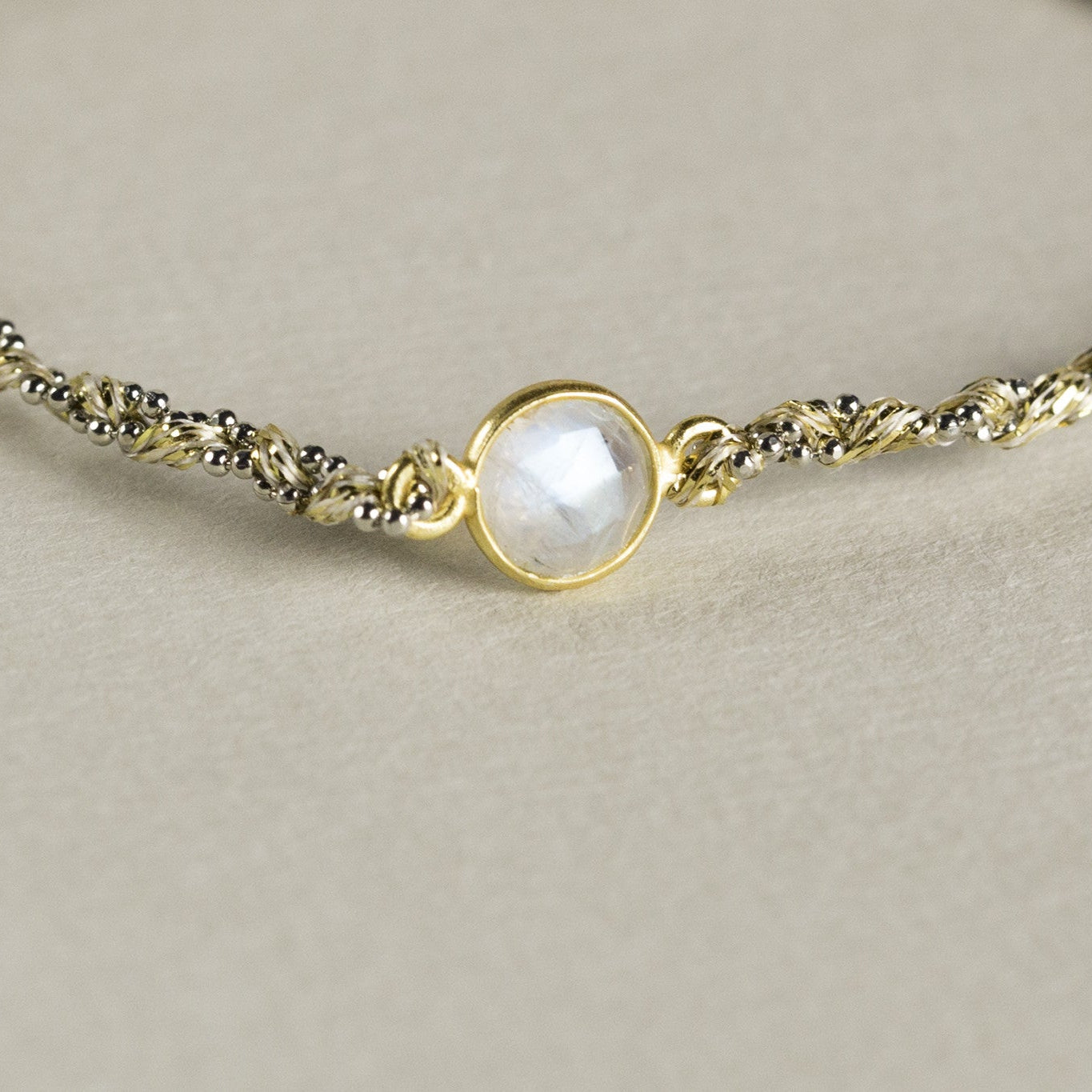 Textile Bracelet with Moonstone