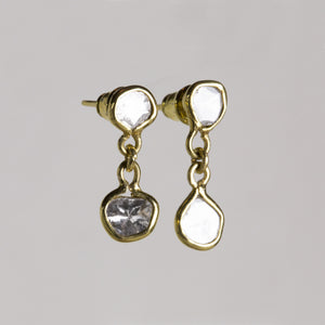 Double Diamond Slice Drop Earrings