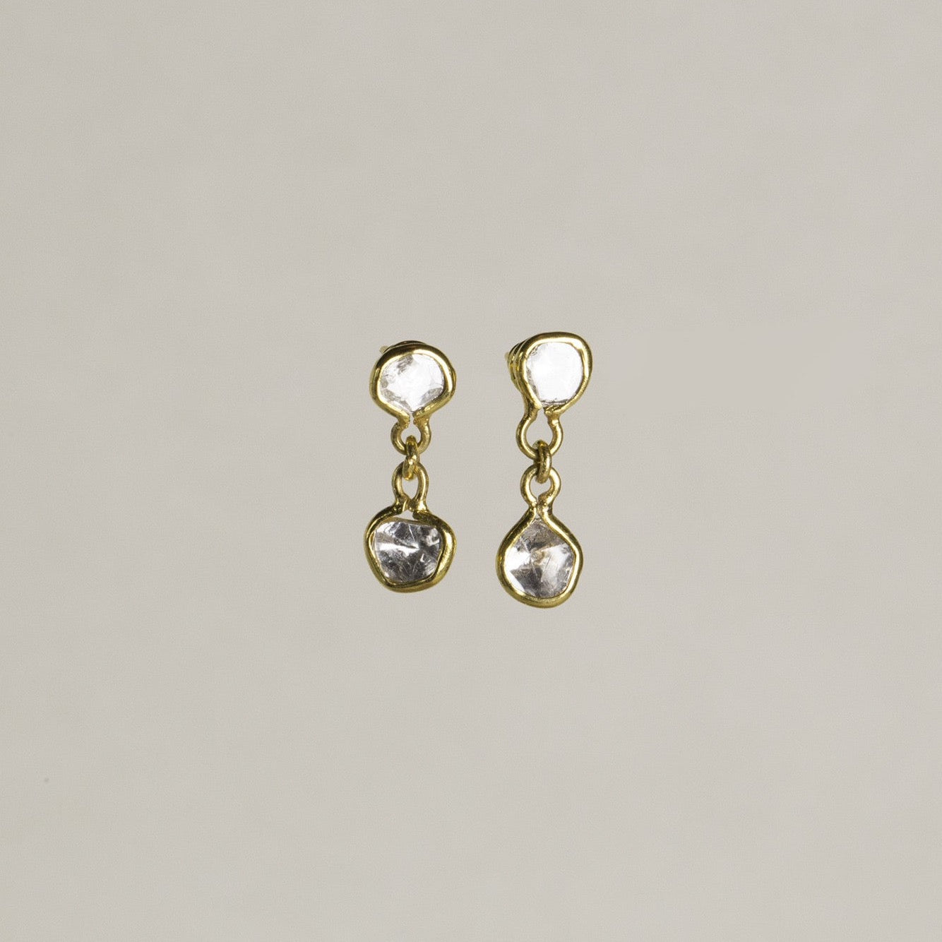 Double Diamond Slice Drop Earrings