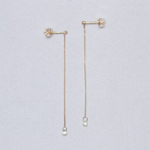 Gold Chain Drop Stud Earrings with Diamonds