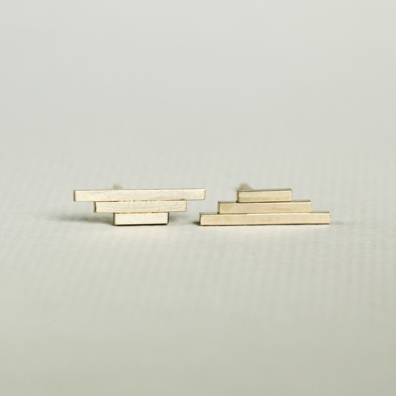 modern earrings of triple bars 