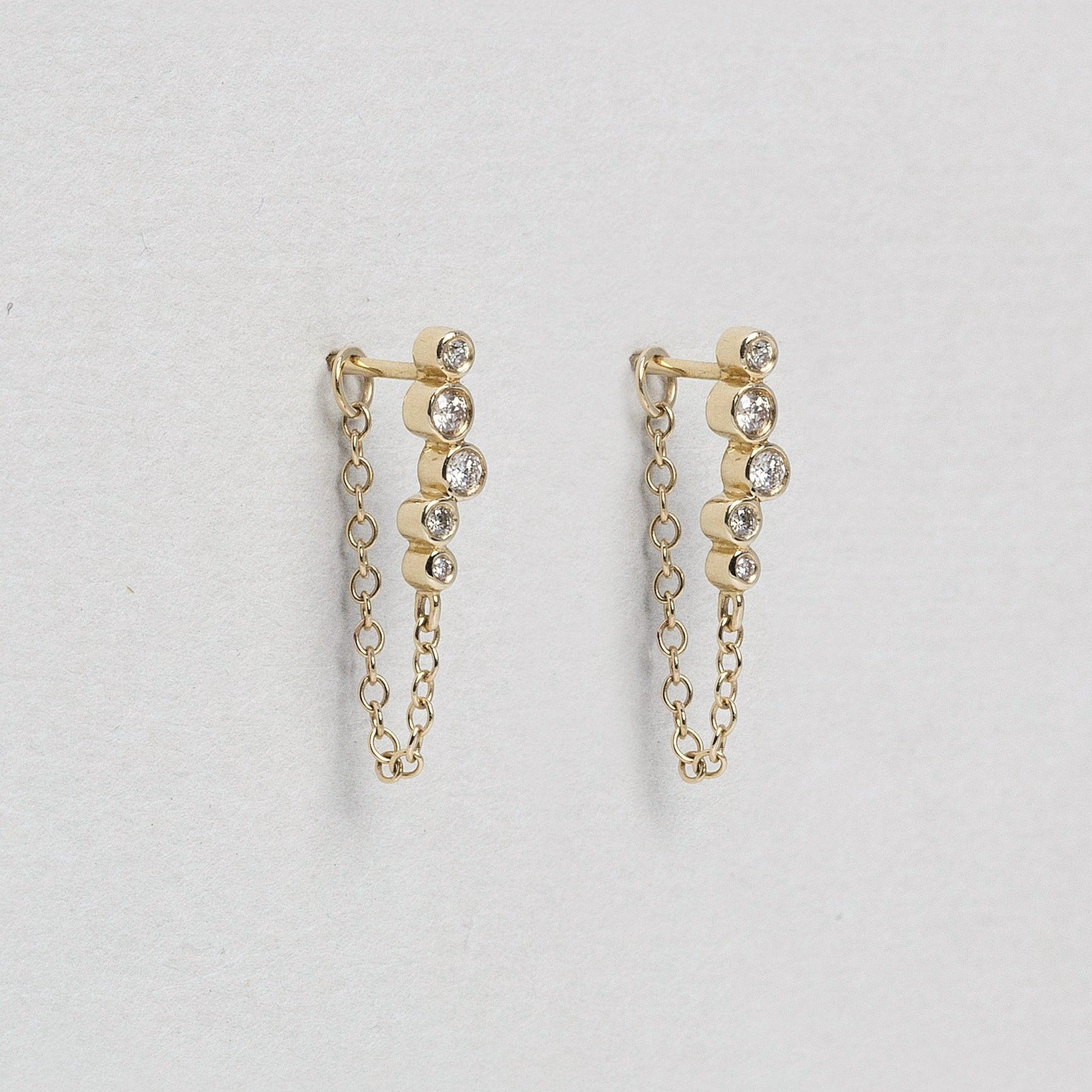 Constellation Gold Chain Diamond Stud Earrings