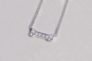 Dog Bone White Gold Dimond Necklace