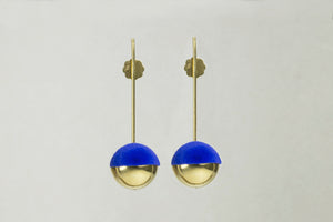 Drop Earrings with Electric Blue Flocking