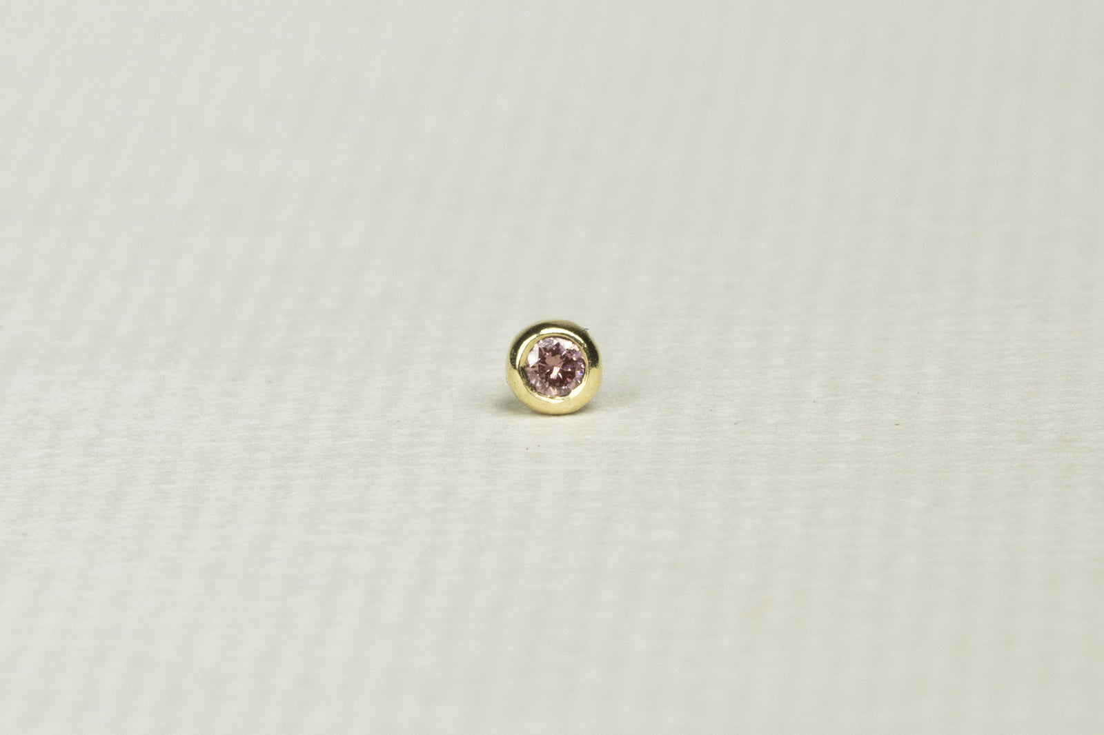 Gold and Pink Diamond Cartilage Screw Back Earring