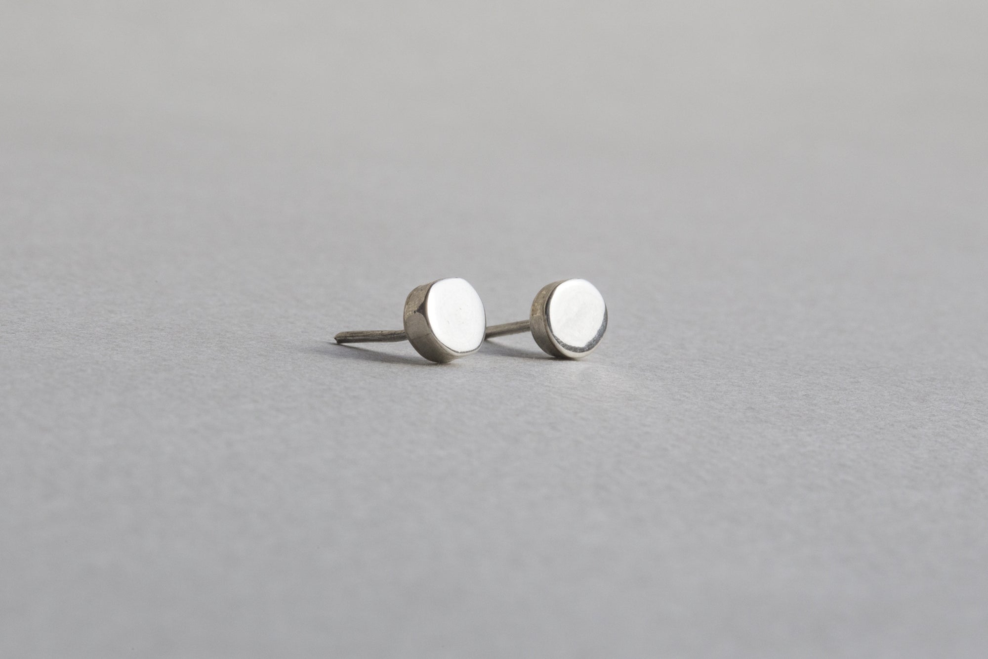 Silver Cylinder Stud Earrings