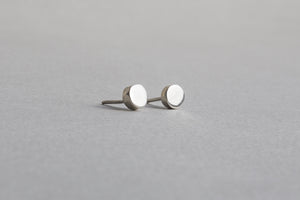 Silver Cylinder Stud Earrings