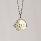 Vintage spinning I love you charm necklace with 9ct gold trace chain