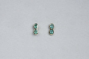 Emerald Double Round Stud Earrings