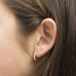 Gold Plated Silver Hoop Earrings with Lime Opals