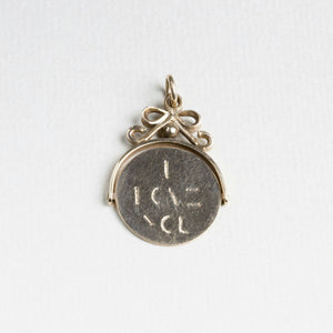 Vintage gold spinning I Love You charm