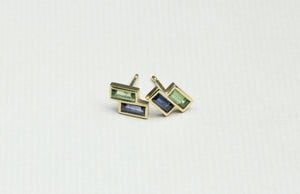 Mixed Sapphire Baguette Studs