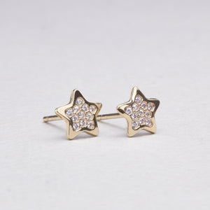 Gold Star Stud Earrings with Cubic Zirconia