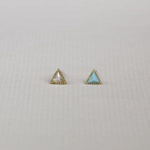 bright and sparkly mini triangle studs in most delicious colours